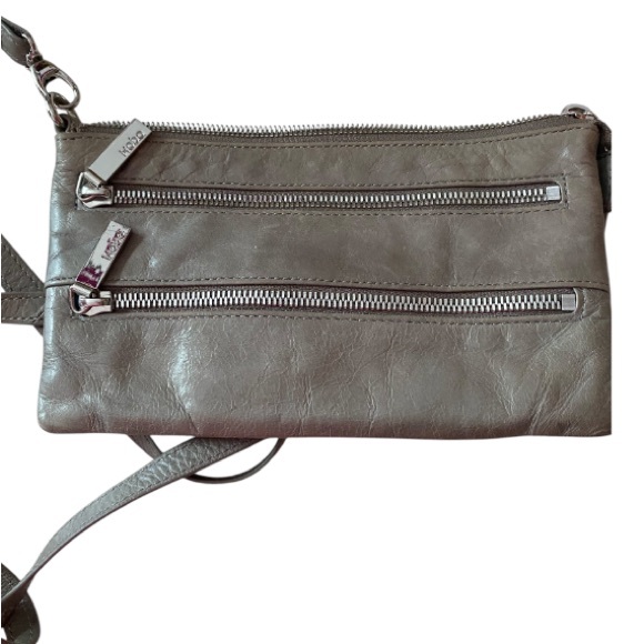 HOBO Handbags - LHobo The Original Gray/Olive Smooth Leather Crossbody 8.5x5" Adjustable strap